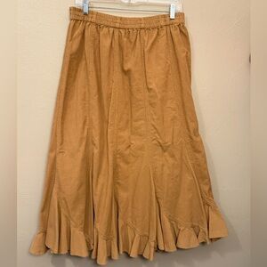 Women’s Vintage 90s Find Corduroy Ruffle Midi Skirt Elastic Pull On Size Large
